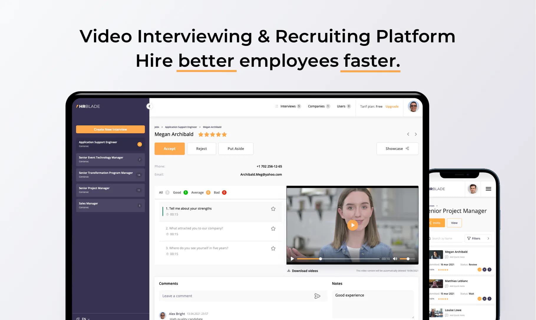 HRBLADE – Video Interviewing & Hiring Platform