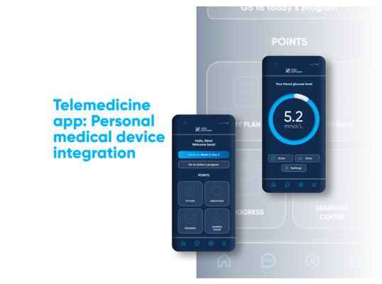 Personal medical device integration with mobile telemedicine app
