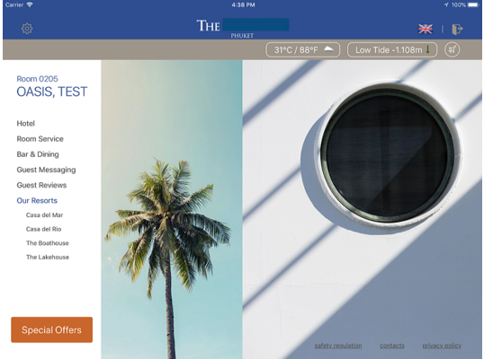 iPad React Native App for Hotel and Restaurant