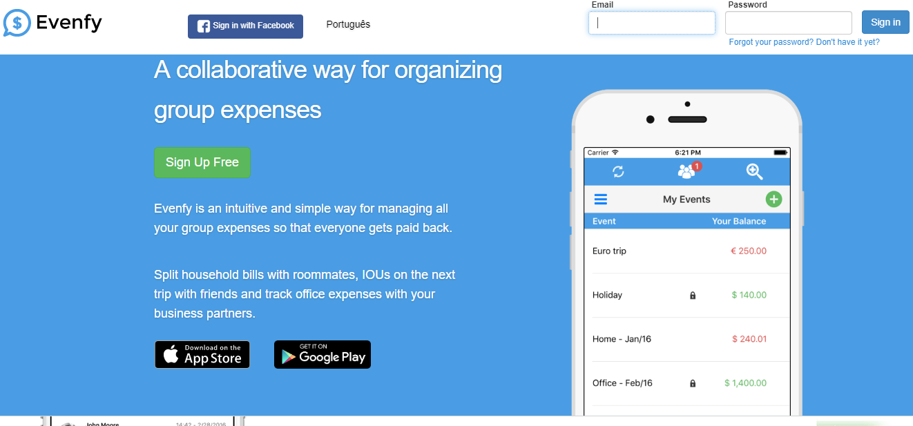 Evenfy - Group Expenses Managing Platform