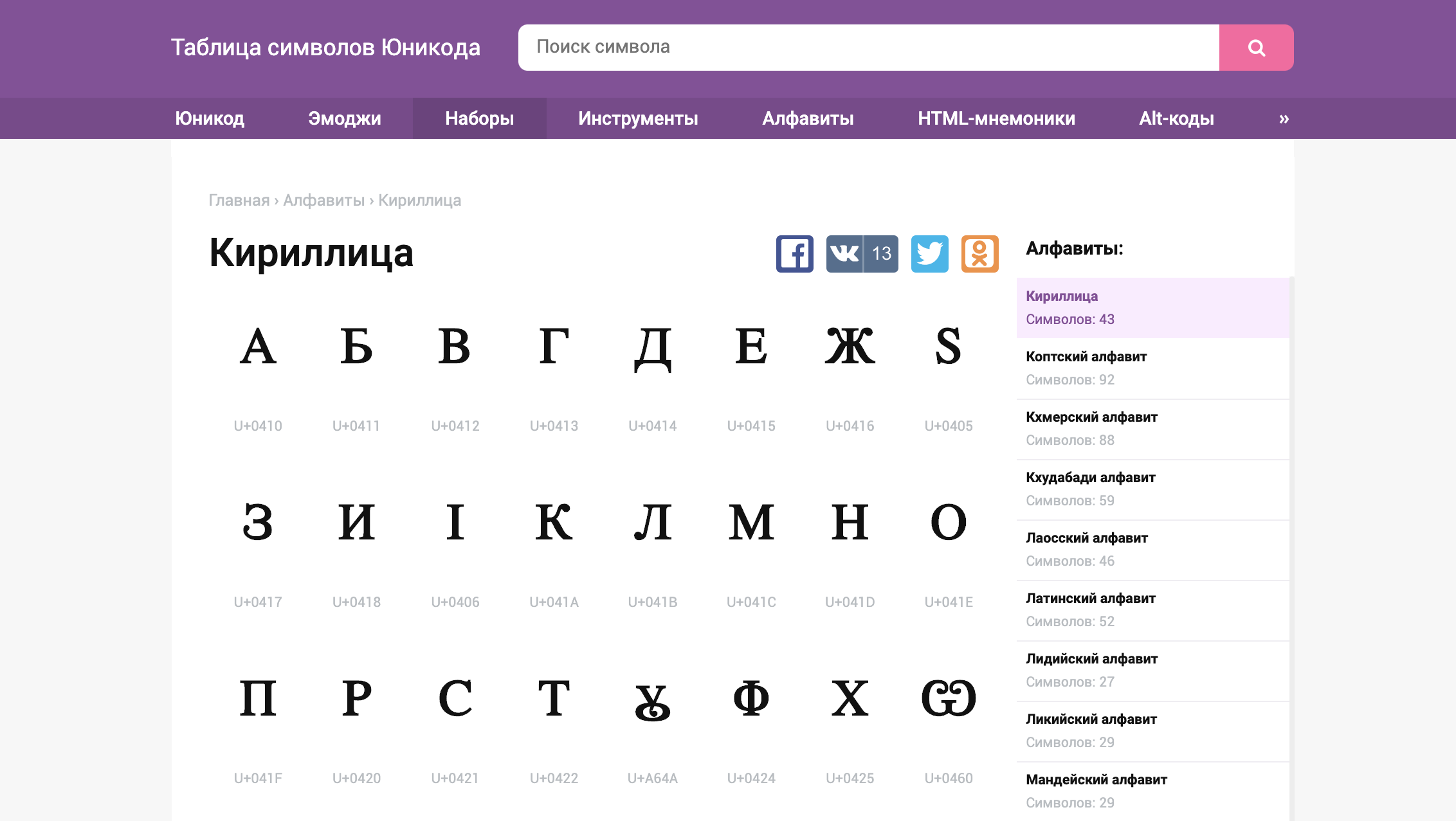 Unicode table - encyclopedia of unicode symbols