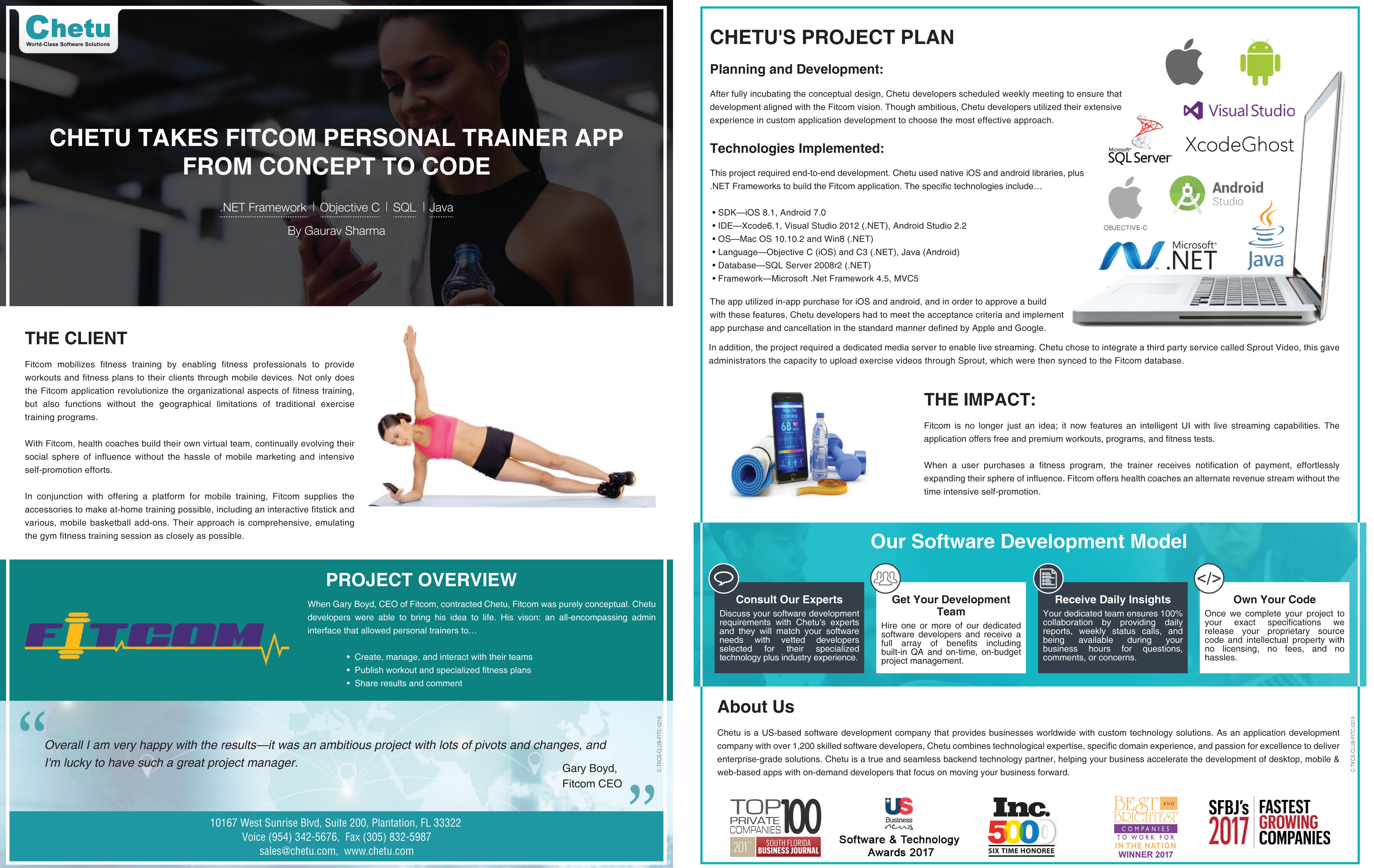 CHETU TAKES FITCOM PERSONAL TRAINER APP FROM CONCEPT TO CODE