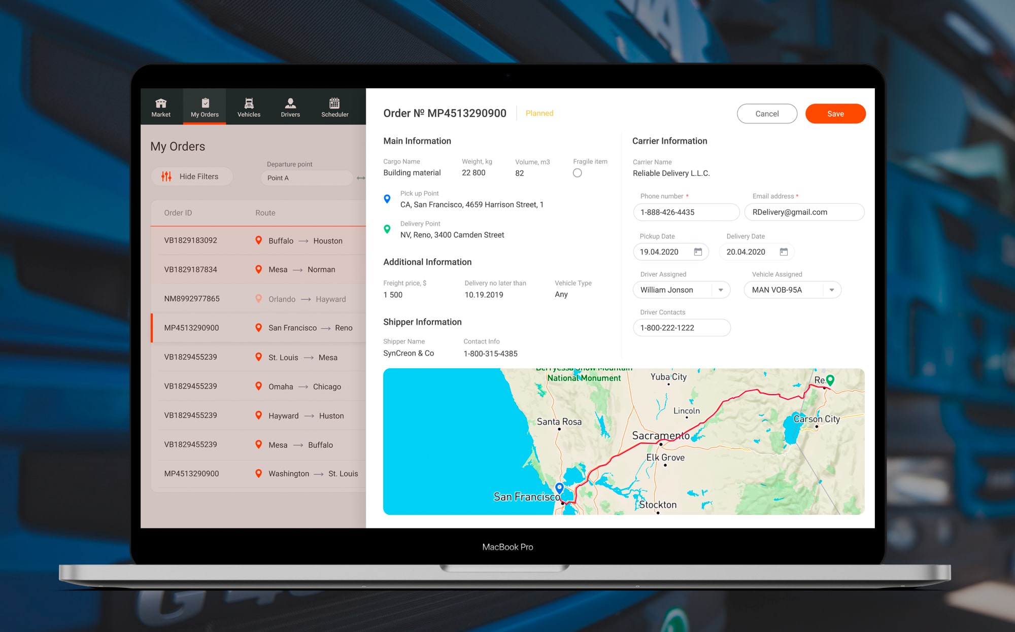 Online Logistics Platform for Carriers and Shippers