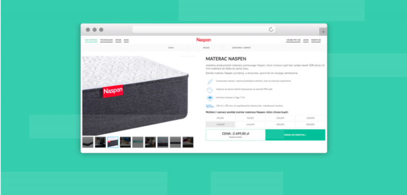 Naspen - E-COMMERCE PLATFORM FOR MATTRESSES - React + NodeJS application