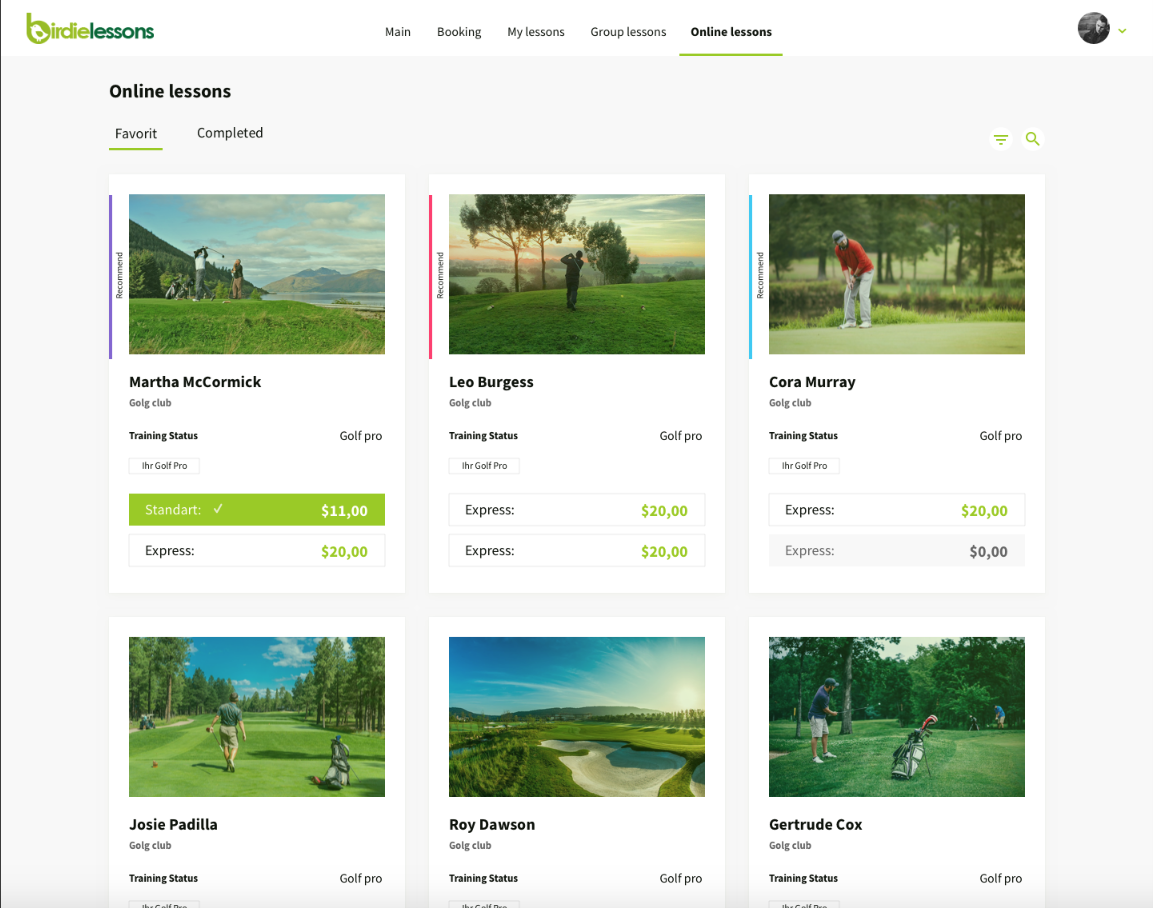 Birdielessons - Platform for Golf players